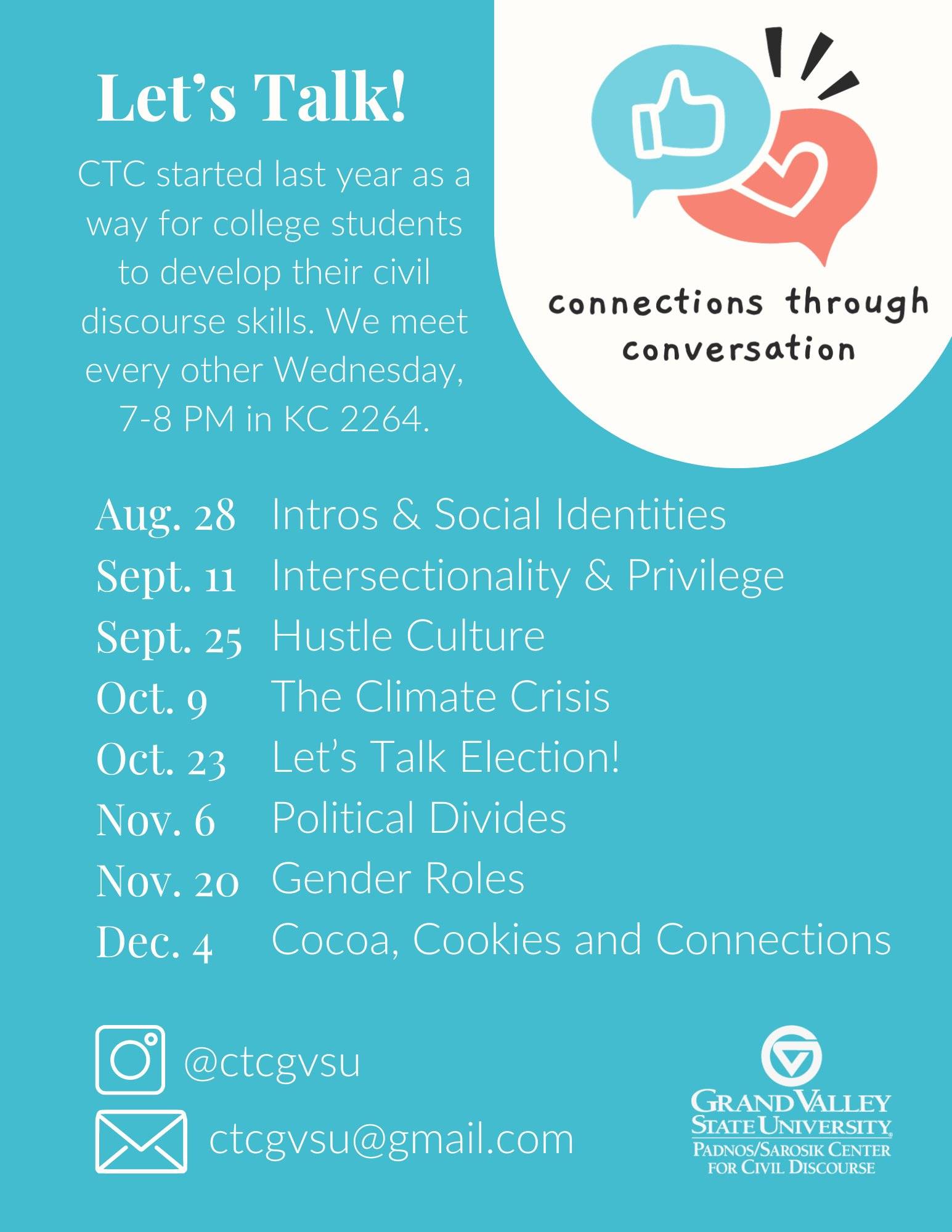 Connection Through Conversation Club Meeting Schedule